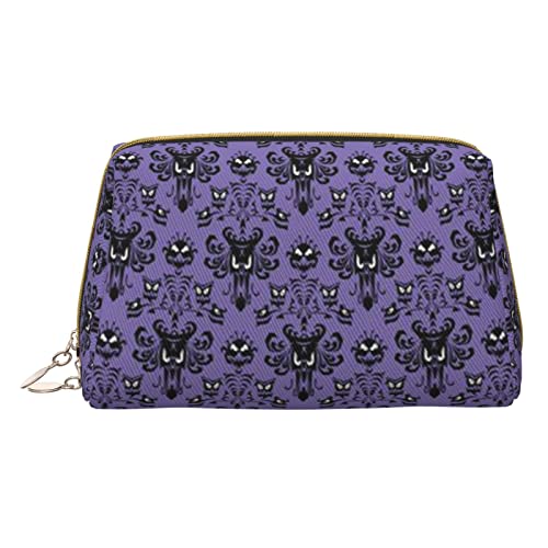 Kleine Kosmetiktasche aus Leder, Motiv: Haunted Mansion, Make-up-Tasche für Geldbörse, Reisen, Make-up-Tasche, tragbar, vielseitig, mit Reißverschluss, Make-up-Tasche für Damen von Pmnnerefaq