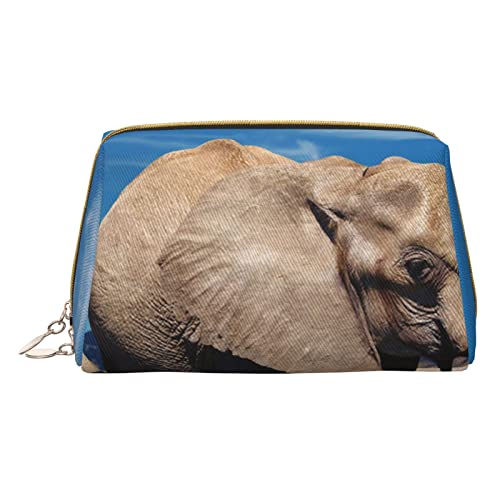 Kleine Kosmetiktasche aus Leder für Geldbörse, Reise-Make-up-Tasche, tragbar, vielseitig, mit Reißverschluss, für Damen, Galaxie-Grün, Elefant mit großen Ohren, Einheitsgröße, Kosmetikkoffer von Pmnnerefaq