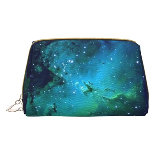 Kleine Kosmetiktasche aus Leder für Geldbörse, Reise-Make-up-Tasche, tragbar, vielseitig, mit Reißverschluss, für Damen, Galaxie-Grün, Galaxy Green, Einheitsgröße, Kosmetikkoffer von Pmnnerefaq