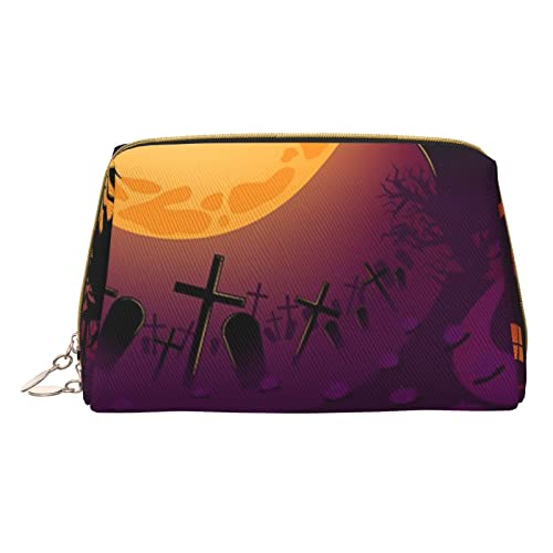 Kleine Kosmetiktasche aus Leder für den Sommerurlaub, Make-up-Tasche für Geldbörse, Reise-Make-up-Tasche, tragbar, vielseitig, mit Reißverschluss für Damen, glücklich halloween, Einheitsgröße, von Pmnnerefaq