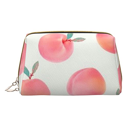 Kleine Kosmetiktasche aus Leder mit Zwergspitzen, Make-up-Tasche für Geldbörse, Reisen, Make-up-Tasche, tragbar, vielseitig, mit Reißverschluss, Make-up-Tasche für Damen, Rosa Pfirsichmuster, von Pmnnerefaq