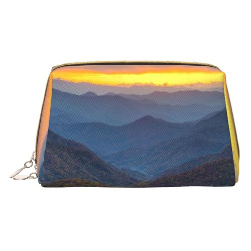 Kleine Kosmetiktasche aus Leder mit rosa Blumen und Libellen, für Geldbörse, Reisen, Make-up-Tasche, tragbar, vielseitig, mit Reißverschluss für Damen, Blue Ridge Parkway Mountains, Einheitsgröße, von Pmnnerefaq