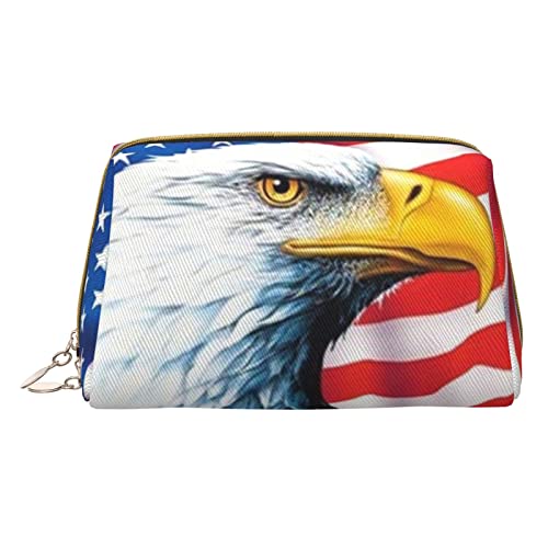 Kleine Kosmetiktasche mit Baseball-Spitze, Leder, Make-up-Tasche für Geldbörse, Reisen, Make-up-Tasche, tragbar, vielseitig, mit Reißverschluss für Damen, Bald Eagle, Einheitsgröße, Kosmetikkoffer von Pmnnerefaq