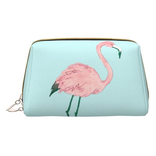 Kleine Kosmetiktasche mit Blättern auf rustikalem Holz, Make-up-Tasche für Geldbörse, Reisen, Make-up-Tasche, tragbar, vielseitig, mit Reißverschluss für Damen, Handbemalter Flamingo-Vogel, von Pmnnerefaq