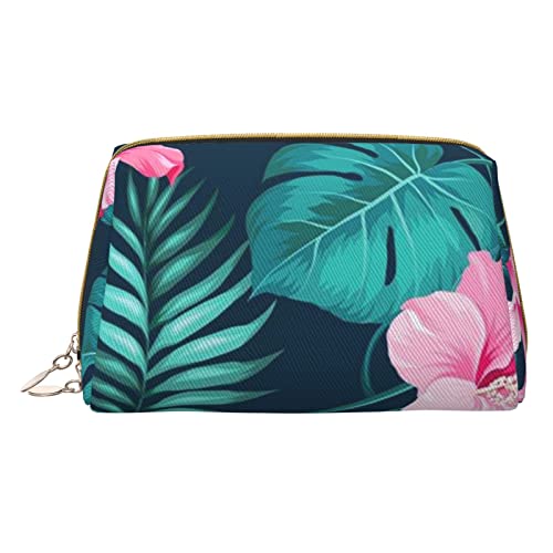 Kleine Kosmetiktasche mit Blättern und Marienkäfern, Leder, Make-up-Tasche für Geldbörse, Reisen, Make-up-Tasche, tragbar, vielseitig, mit Reißverschluss für Damen, Hawaii Rosa Blume, Einheitsgröße, von Pmnnerefaq