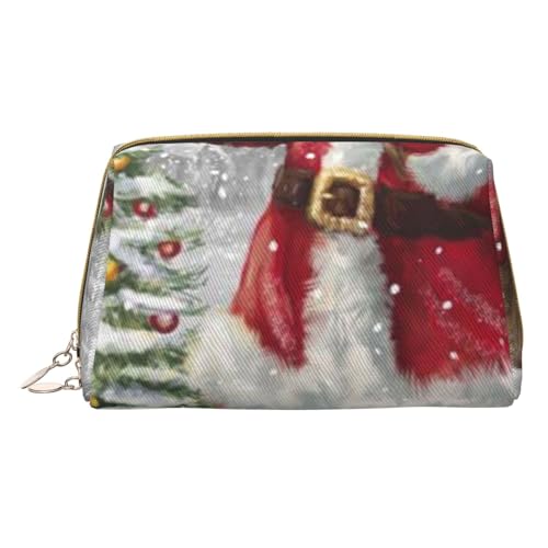 Kleine Kosmetiktasche mit Cupcake-Muster, Leder, Make-up-Tasche für Geldbörse, Reisen, Make-up-Tasche, tragbar, vielseitig, mit Reißverschluss für Damen, Weihnachtsmann Snow Secenry, Einheitsgröße, von Pmnnerefaq