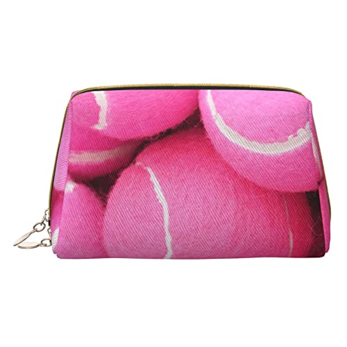 Kleine Kosmetiktasche mit Flamingo-Motiv, Leder, Make-up-Tasche für Geldbörse, Reisen, Make-up-Tasche, tragbar, vielseitig, mit Reißverschluss für Damen, Hellrosa Tennisbälle., Einheitsgröße, von Pmnnerefaq