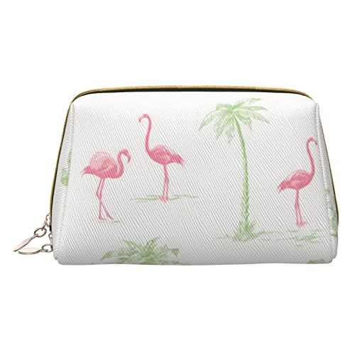 Kleine Kosmetiktasche mit Flamingo-Motiv, Leder, Make-up-Tasche für Geldbörse, Reisen, Make-up-Tasche, tragbar, vielseitig, mit Reißverschluss für Damen, Pink Flamingos, Einheitsgröße, Kosmetikkoffer von Pmnnerefaq