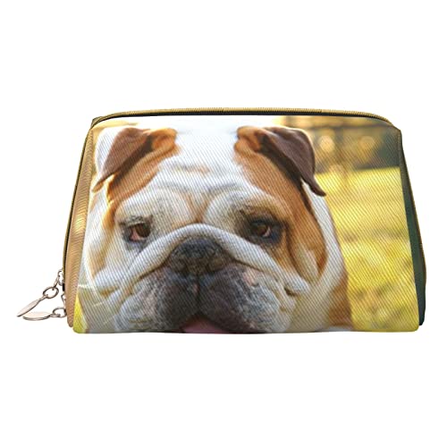 Kleine Kosmetiktasche mit Hirschbild, Leder, Make-up-Tasche für Geldbörse, Reisen, Make-up-Tasche, tragbar, vielseitig, mit Reißverschluss für Damen, Süße Bulldogge, Einheitsgröße, Kosmetikkoffer von Pmnnerefaq