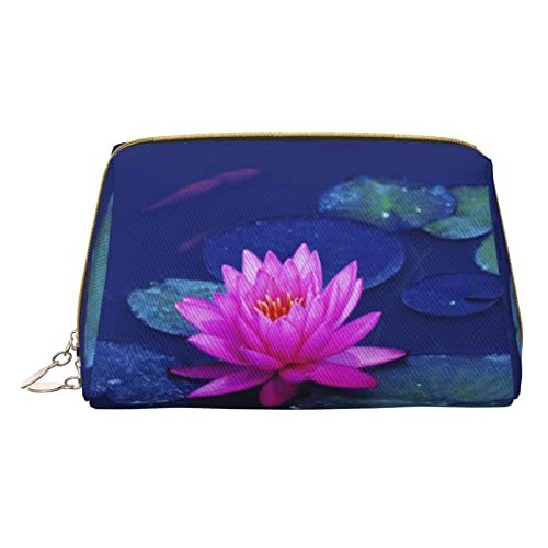 Kleine Kosmetiktasche mit Kaffeetasse und Kaffeebohnen, Leder, Make-up-Tasche für Geldbörse, Reise-Make-up-Tasche, tragbar, vielseitig, mit Reißverschluss für Damen, Heller Lotus, Einheitsgröße, von Pmnnerefaq