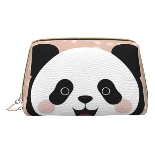 Kleine Kosmetiktasche mit Totenkopf-Motiv, Leder, Make-up-Tasche für Geldbörse, Reisen, Make-up-Tasche, tragbar, vielseitig, mit Reißverschluss für Damen, Panda, Einheitsgröße, Kosmetikkoffer von Pmnnerefaq