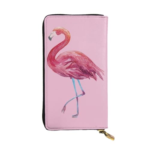 Lange Geldbörse aus Leder mit Flamingo-Druck, für Damen, modisch, lang, Kreditkartenetui, Flamingos, Einheitsgröße von Pmnnerefaq