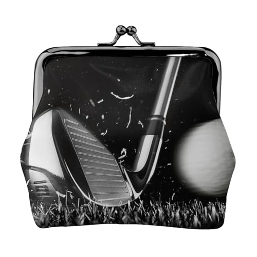 Pmnnerefaq Mini-Geldbörse für Reisen, Berglandschaft, Leder, Kussschloss, Geldbeutel, Tasche für Damen, Mädchen, Kinder, Schwarz und Weiß Golf, Einheitsgröße, Münztasche, HP25137 von Pmnnerefaq