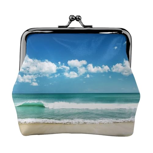 Mini-Geldbörse mit Aufschrift "Happy Fathers Day" von Son, Leder, Kussschloss, Geldbeutel, Tasche für Damen, Mädchen, Kinder, Beach White Clouds, Einheitsgröße, Münztasche von Pmnnerefaq