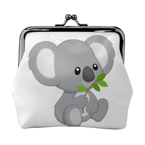 Mini-Geldbörse mit Aufschrift "Happy Fathers Day" von Son, Leder, Kussschloss, Geldbeutel, Tasche für Damen, Mädchen, Kinder, Koala Eat Leaf, Einheitsgröße, Münztasche von Pmnnerefaq