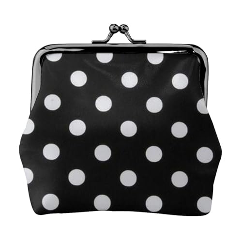 Mini-Geldbörse mit Baseball-Spitze, Leder, Kussschloss, Geldbeutel, Tasche für Damen, Mädchen, Kinder, Schwarz & Weiß Big Dot, Einheitsgröße, Münztasche von Pmnnerefaq