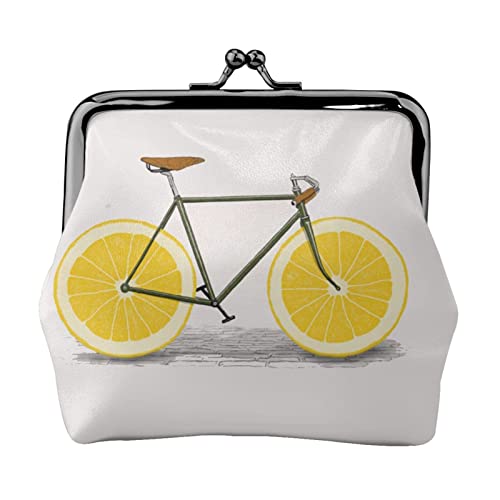 Mini-Münzgeldbörse, Leder, Kussschloss, Geldbeutel, Tasche für Damen, Mädchen, Kinder, Orange Fahrrad, Einheitsgröße, Münztasche von Pmnnerefaq