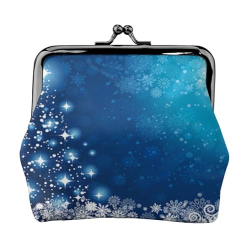 Mini-Münzgeldbörse aus Leder, mit Kuh-Punkten, Braun, Blaue Weihnachts-Schneeflocke, Einheitsgröße, Münztasche von Pmnnerefaq