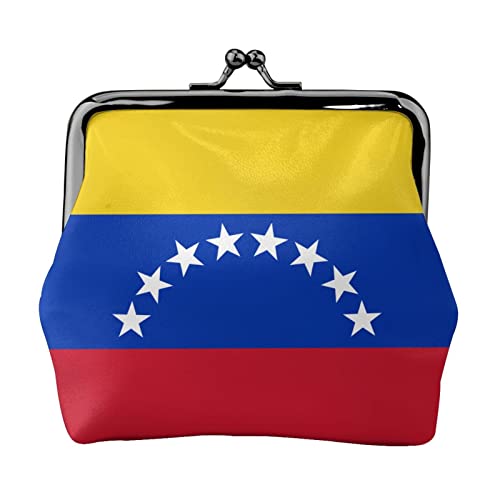 Mini-Münzgeldbörse mit Cartoon-Llama-Alpaka-Motiv, Leder, Kussschloss, Geldbeutel, Tasche für Damen, Mädchen, Kinder, Flagge Venezuela, Einheitsgröße, Münztasche von Pmnnerefaq