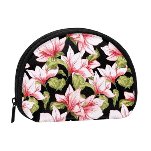 Mini-Münzgeldbörse mit Hirschmotiv, mit Reißverschluss, Geldbeutel für Damen, Mädchen, Kinder, Schönes rosa Blumenmuster, Einheitsgröße, Münztasche von Pmnnerefaq