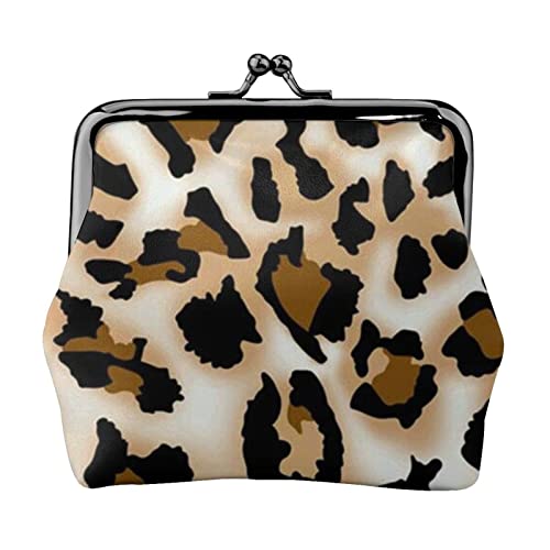 Mini-Münzgeldbörse mit Leopardenmuster, Leder, Kussschloss, Geldbeutel, Tasche für Damen, Mädchen, Kinder, leopard, Einheitsgröße, Münztasche von Pmnnerefaq