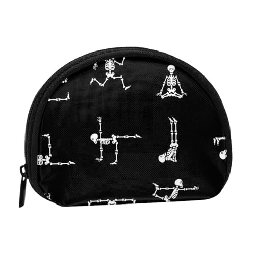 Mini-Münzgeldbörse mit Reißverschluss, für Damen, Mädchen, Kinder, Blaugrün, Totenkopf Yoga, Einheitsgröße, Münztasche von Pmnnerefaq