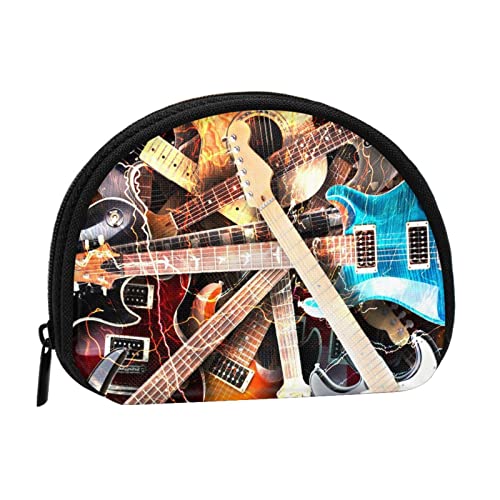 Mini-Münzgeldbörse mit Zwergspitzen, mit Reißverschluss, für Damen, Mädchen, Kinder, Musikgitarre, Einheitsgröße, Münztasche von Pmnnerefaq