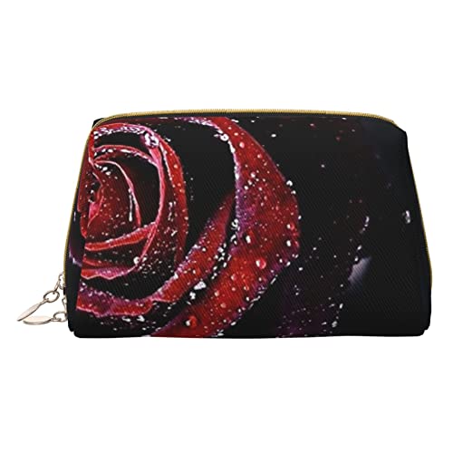 Modische kleine Kosmetiktasche aus Leder mit Ananasmotiv, für Geldbörse, Reisen, Make-up-Tasche, tragbar, vielseitig, mit Reißverschluss für Damen, Dew Rose, Einheitsgröße, Kosmetikkoffer von Pmnnerefaq