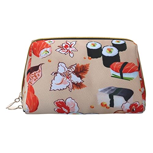 Modische kleine Kosmetiktasche aus Leder mit Ananasmotiv, für Geldbörse, Reisen, Make-up-Tasche, tragbar, vielseitig, mit Reißverschluss für Damen, Leckeres Sushi, Einheitsgröße, Kosmetikkoffer von Pmnnerefaq