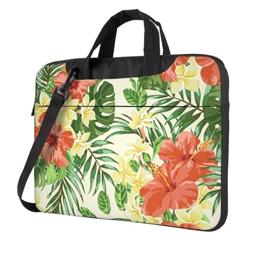 Pmnnerefaq Hojas Tropicales Y Flores Laptoptasche mit Griff für 13 14 15,6 Zoll (33,6 cm), für Damen und Herren, Schwarz , 13 inch von Pmnnerefaq