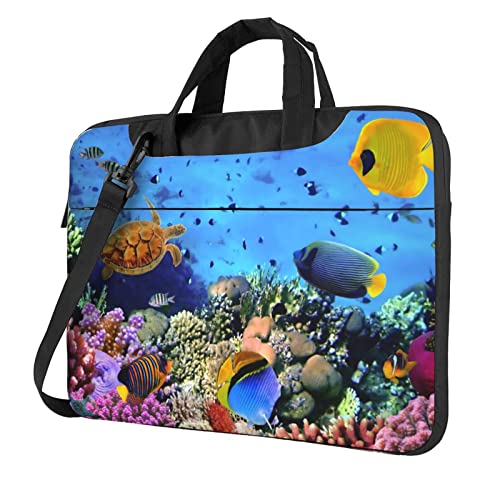 Pmnnerefaq Unterwasserfisch-Laptop-Tasche mit Griff, für Herren und Damen, 33 - 35,6 cm (13 - 14 - 15,6 Zoll), Schwarz , 14 inch von Pmnnerefaq