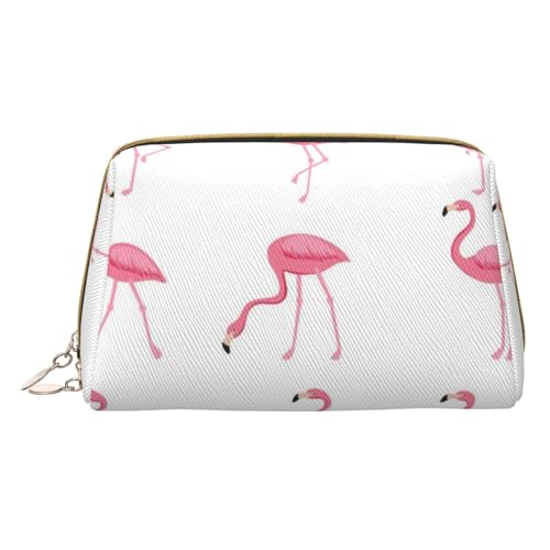 Puerto Rico, kleine Kosmetiktasche, Leder, Make-up-Tasche für Geldbörse, Reisen, Make-up-Tasche, tragbar, vielseitig, Reißverschluss, Make-up-Tasche für Damen, Flamingos auf Weiß, Einheitsgröße, von Pmnnerefaq