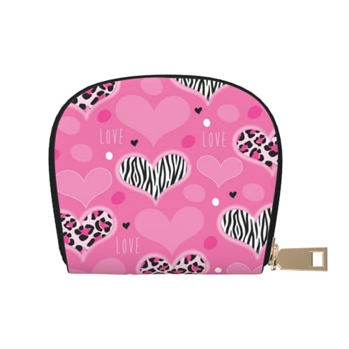 Summer Holidays Damen Kreditkartenetui aus Leder, RFID-blockierend, kleine blockierte Geldbörsen, Pink Love Heart, Einheitsgröße von Pmnnerefaq