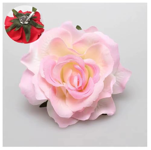 2 Stücke Blumen Haarspange Boho Bräute Brosche Haarclips Hochzeitsbrosche Rose Haarklammer Haarnadeln Haarschmuck Strand Hochzeit Haarspangen für Mädchen Damen Party Hochzeit Tänzerin Rosaverlauf von Pmnzdy