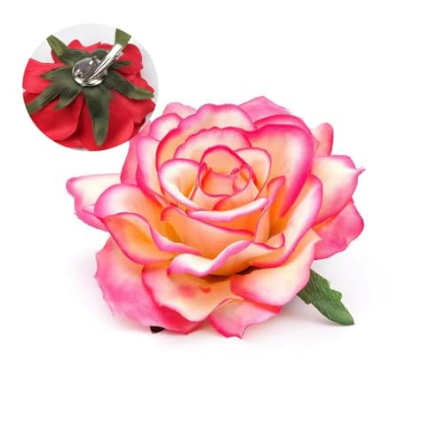2 Stücke Blumen Haarspange Boho Bräute Brosche Haarclips Hochzeitsbrosche Rose Haarklammer Haarnadeln Haarschmuck Strand Hochzeit Haarspangen für Mädchen Damen Party Hochzeit Tänzerin Orangeverlauf von Pmnzdy