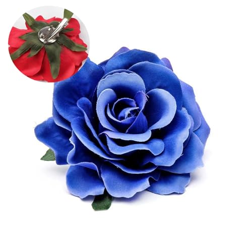 2 Stücke Blumen Haarspange Boho Bräute Brosche Haarclips Hochzeitsbrosche Rose Haarklammer Haarnadeln Haarschmuck Strand Hochzeit Haarspangen für Mädchen Damen Party Hochzeit Tänzerin Blau von Pmnzdy