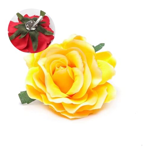 2 Stücke Blumen Haarspange Boho Bräute Brosche Haarclips Hochzeitsbrosche Rose Haarklammer Haarnadeln Haarschmuck Strand Hochzeit Haarspangen für Mädchen Damen Party Hochzeit Tänzerin Gelb von Pmnzdy