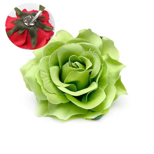 2 Stücke Blumen Haarspange Boho Bräute Brosche Haarclips Hochzeitsbrosche Rose Haarklammer Haarnadeln Haarschmuck Strand Hochzeit Haarspangen für Mädchen Damen Party Hochzeit Tänzerin Grün von Pmnzdy