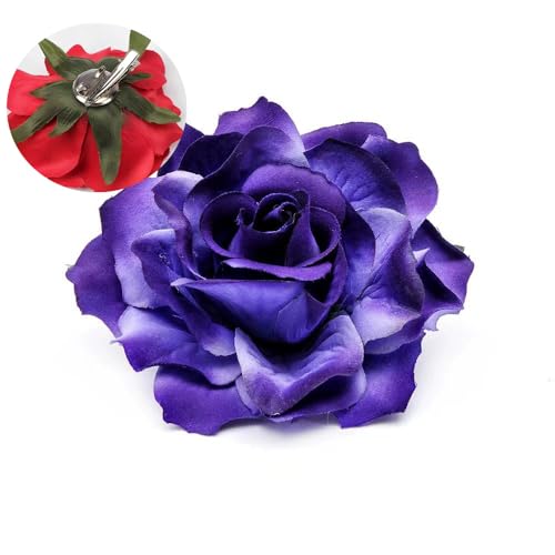 2 Stücke Blumen Haarspange Boho Bräute Brosche Haarclips Hochzeitsbrosche Rose Haarklammer Haarnadeln Haarschmuck Strand Hochzeit Haarspangen für Mädchen Damen Party Hochzeit Tänzerin Lila von Pmnzdy