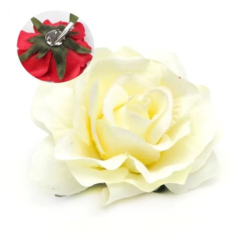 2 Stücke Blumen Haarspange Boho Bräute Brosche Haarclips Hochzeitsbrosche Rose Haarklammer Haarnadeln Haarschmuck Strand Hochzeit Haarspangen für Mädchen Damen Party Hochzeit Tänzerin Off-White von Pmnzdy