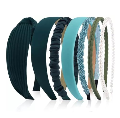 7pcs/set Haarreifen für Damen Samt Stirnbänder Perlen-Haarband Multi-Stil Haarbänder rutschfest modisch Breit Stirnband Anti-rutsch Make Up Hairclip Haarschmuck für Damen Mädchen von Pmnzdy