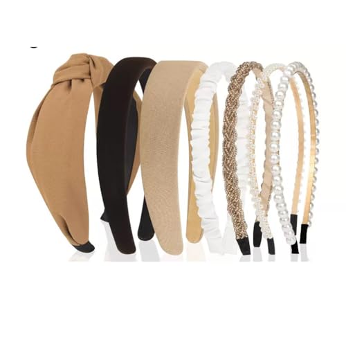 7pcs/set Haarreifen für Damen Samt Stirnbänder Perlen-Haarband Multi-Stil Haarbänder rutschfest modisch Breit Stirnband Anti-rutsch Make Up Hairclip Haarschmuck für Damen Mädchen von Pmnzdy