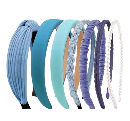 7pcs/set Haarreifen für Damen Samt Stirnbänder Perlen-Haarband Multi-Stil Haarbänder rutschfest modisch Breit Stirnband Anti-rutsch Make Up Hairclip Haarschmuck für Damen Mädchen von Pmnzdy