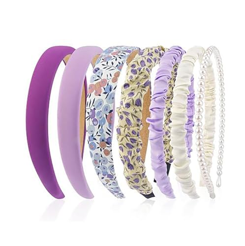 7pcs/set Haarreifen für Damen Samt Stirnbänder Perlen-Haarband Multi-Stil Haarbänder rutschfest modisch Breit Stirnband Anti-rutsch Make Up Hairclip Haarschmuck für Damen Mädchen von Pmnzdy