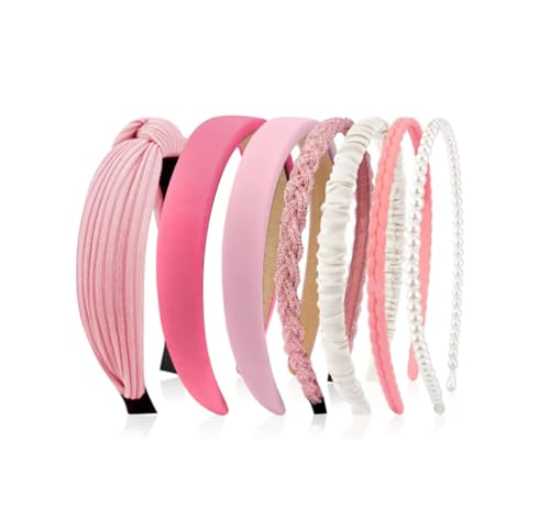 7pcs/set Haarreifen für Damen Samt Stirnbänder Perlen-Haarband Multi-Stil Haarbänder rutschfest modisch Breit Stirnband Anti-rutsch Make Up Hairclip Haarschmuck für Damen Mädchen von Pmnzdy