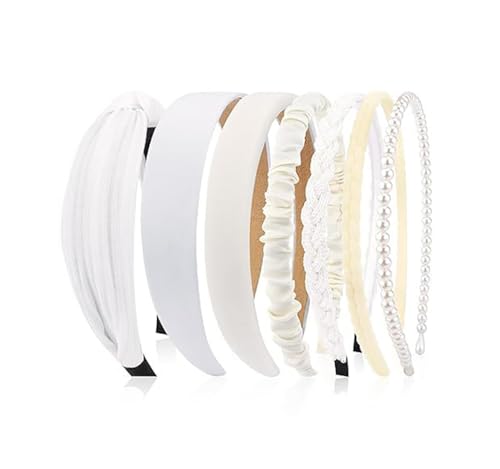 7pcs/set Haarreifen für Damen Samt Stirnbänder Perlen-Haarband Multi-Stil Haarbänder rutschfest modisch Breit Stirnband Anti-rutsch Make Up Hairclip Haarschmuck für Damen Mädchen von Pmnzdy