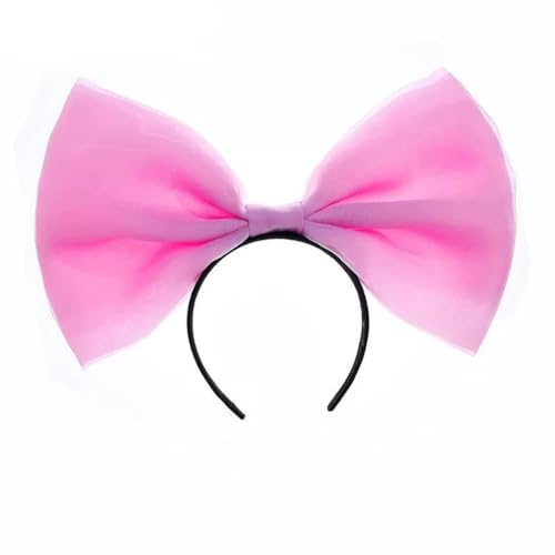 Extragroß Schleife Haarreif Stirnband Tüllschleife Haarband Große Größen Bow Haarschmuck Haarschleife Haarreifen für Frauen Mädchen Make-up Foto Partys Cosplay Halloween Fasching Karneval Rosenrot von Pmnzdy