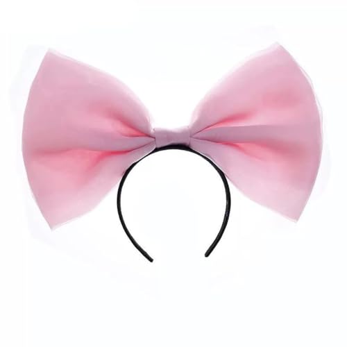 Extragroß Schleife Haarreif Stirnband Tüllschleife Haarband Große Größen Bow Haarschmuck Haarschleife Haarreifen für Frauen Mädchen Make-up Foto Partys Cosplay Halloween Fasching Karneval Hellrosa von Pmnzdy