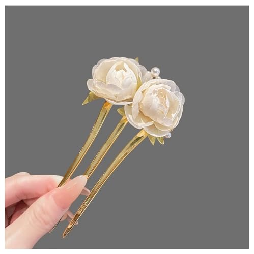 Pmnzdy Blumen Haarkämme Künstliche Rose Blume Haarklammern Haar Seitenkämme Braut Hochzeit Haarnadeln Haarkamm Reisen Kopfschmuck für Frauen Mädchen Braut Brautjungfern Weiß von Pmnzdy
