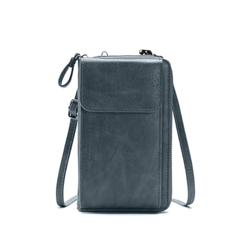 Pmnzdy Handytasche zum Umhängen Damen Geldbörse Kleine Handy Umhängetasche Leder Brieftasche RFID Schutz Crossbody Handytasche Schultertasche mit Fach Verstellbar Abnehmbar Schultergurt Blau von Pmnzdy